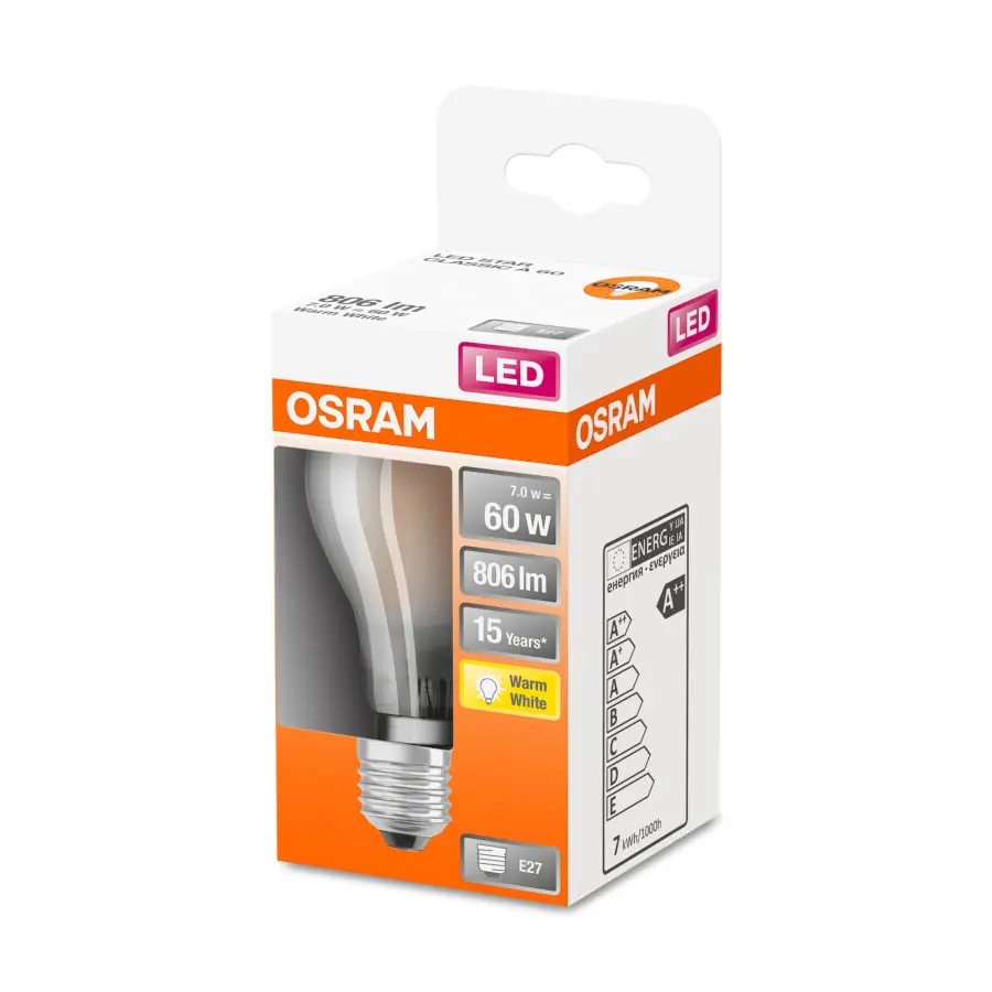 Osram E27 806lm 2700K Filamentti Led-vakiolamppu, Matta 4 Osram E27 806lm 2700K Filamentti Led-vakiolamppu, Matta - Image 2