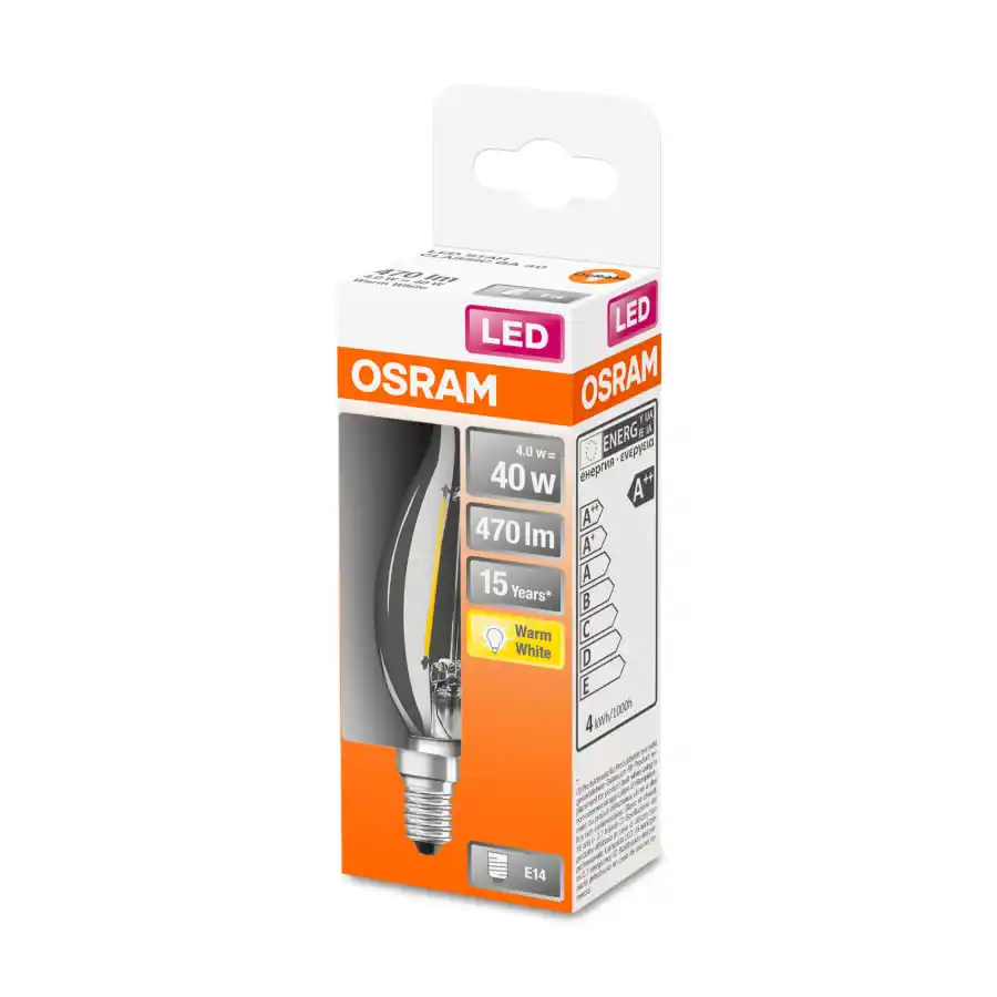 Osram E14 470lm 2700K Filamentti Led-liekkikynttilä, Kirkas 4 Osram E14 470lm 2700K Filamentti Led-liekkikynttilä, Kirkas - Image 2