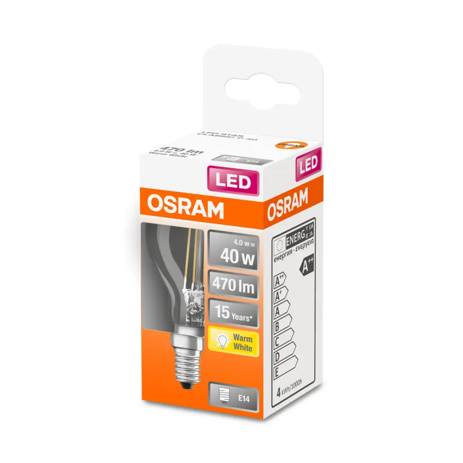 Osram E14 470lm 2700K Filamentti Led-pienkupulamppu, Kirkas 4 Osram E14 470lm 2700K Filamentti Led-pienkupulamppu, Kirkas - Image 2