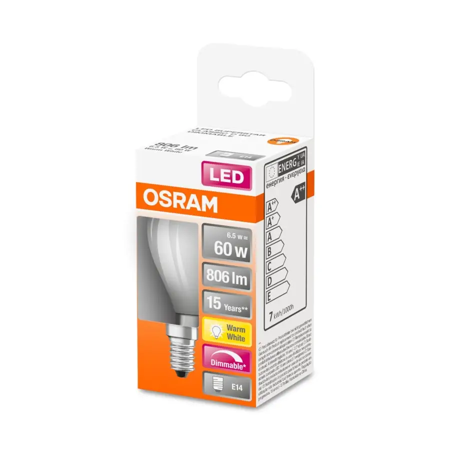 Osram E14 806lm 2700K Himmennettävä Filamentti Led-pienkupulamppu, Matta 4 Osram E14 806lm 2700K Himmennettävä Filamentti Led-pienkupulamppu, Matta - Image 2