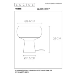 Lucide Farris Pöytävalaisin -Sisustusvalo Kauppa 5411212051523 5
