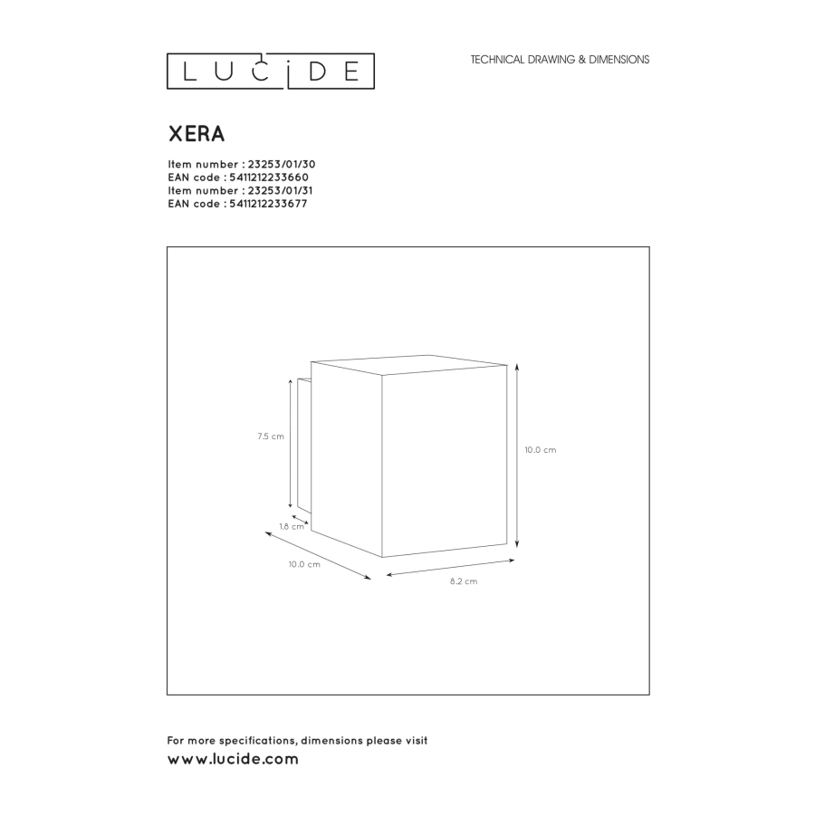 Lucide Xera Seinävalaisin 7 Lucide Xera Seinävalaisin - Image 5