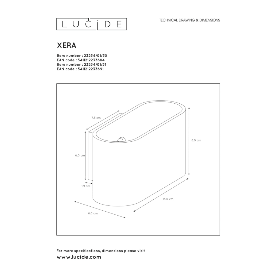 Lucide Xera Seinävalaisin 7 Lucide Xera Seinävalaisin - Image 5
