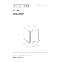 Lucide Claire Ulkovalaisin 11 Lucide Claire Ulkovalaisin -Sisustusvalo Kauppa 5411212271501 5