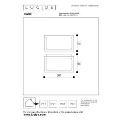 Lucide Cage IP44 Ulkoseinävalaisin -Sisustusvalo Kauppa 5411212272003 5
