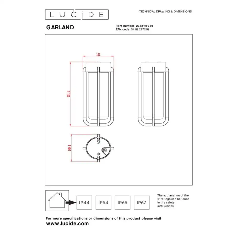 Lucide Garland IP44 Ulkokattovalaisin 7 Lucide Garland IP44 Ulkokattovalaisin - Image 5