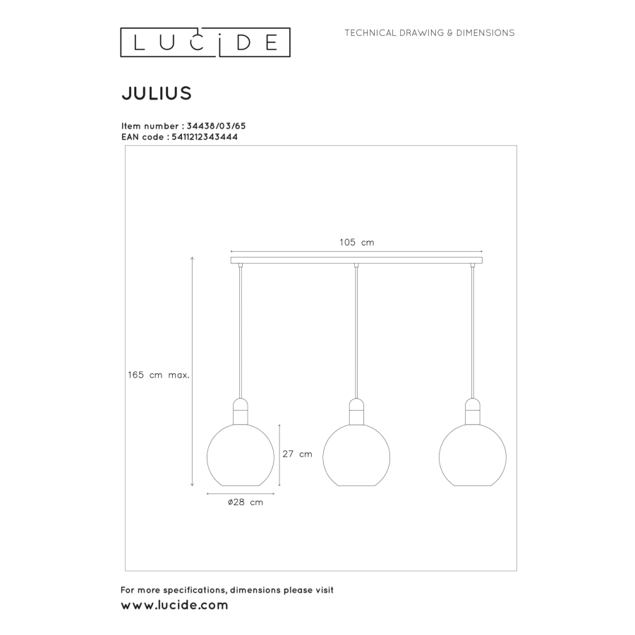 Lucide Julius 3-os Riippuvalaisin 6 Lucide Julius 3-os Riippuvalaisin - Image 4