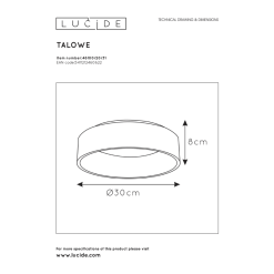 Lucide Talowe Ø30 LED Plafondi 11 Lucide Talowe Ø30 LED Plafondi -Sisustusvalo Kauppa 5411212460622 5