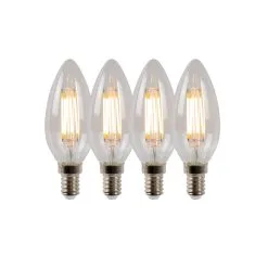 Lucide E14 4W 360lm 2700K Himmennettävä 4kpl LED Kynttilälamppu