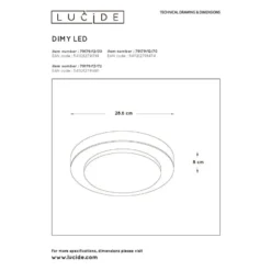 Lucide Dimy Ø28,6 IP21 LED Plafondi -Sisustusvalo Kauppa 5411212791481 5