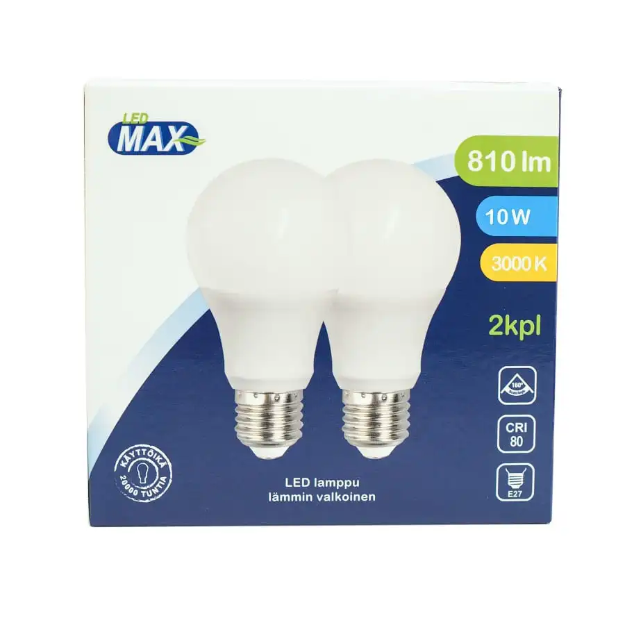 LED Max E27 10W 810lm 3000K 2kpl Led Vakiolamppu 4 LED Max E27 10W 810lm 3000K 2kpl Led Vakiolamppu - Image 2