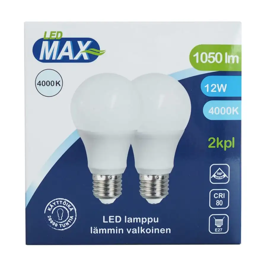 LED Max E27 12W 1050lm 4000K 2kpl Led Vakiolamppu 5 LED Max E27 12W 1050lm 4000K 2kpl Led Vakiolamppu - Image 3