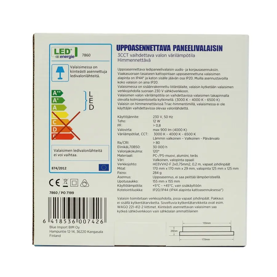 Led Energie 900lm Neliö Uppo 3CCT+himmennettävä Led Paneelivalo, Sisäänrakennettu Liitäntälaite 5 Led Energie 900lm Neliö Uppo 3CCT+himmennettävä Led Paneelivalo, Sisäänrakennettu Liitäntälaite - Image 3