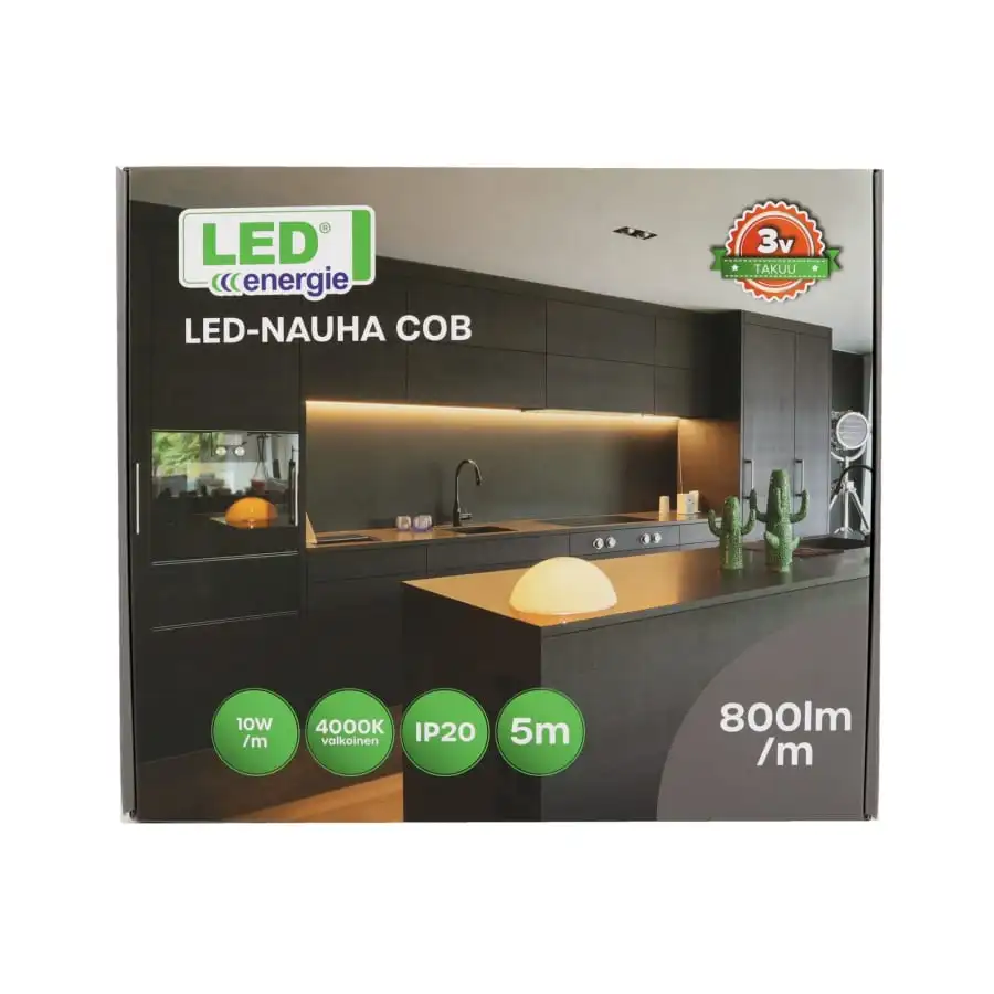 Led Energie COB IP20 10W/m 800lm/m 4000K Adapterilla 5m Led-nauha 6 Led Energie COB IP20 10W/m 800lm/m 4000K Adapterilla 5m Led-nauha - Image 4