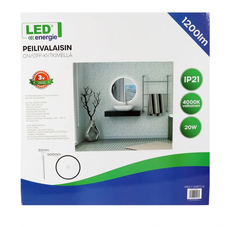 Led Energie Pyöreä Valaisinpeili 6 Led Energie Pyöreä Valaisinpeili - Image 4