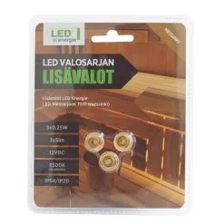 Led Energie 3kpl Lisälamput Saunan Led Valosarjaan