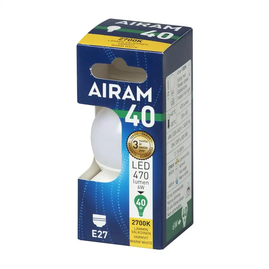 Airam E27 470 Lm Opaali Led Koristelamppu 4 Airam E27 470 Lm Opaali Led Koristelamppu - Image 2