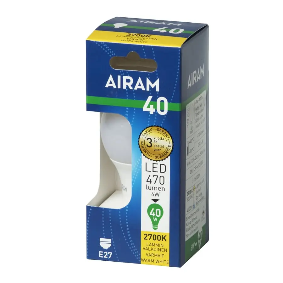 Airam E27 470 Lm Opaali Led Vakiolamppu 4 Airam E27 470 Lm Opaali Led Vakiolamppu - Image 2