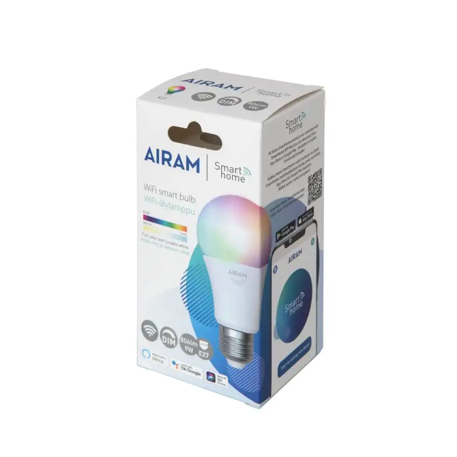 Airam Smart Wifi E27 9W 806lm RGB Led Vakioälylamppu 3 Airam Smart Wifi E27 9W 806lm RGB Led Vakioälylamppu