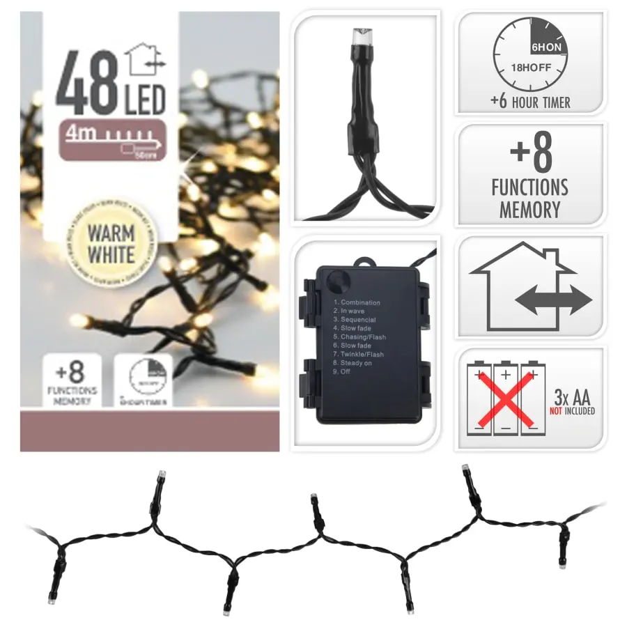 H&S IP44 48-osainen Paristokäyttöinen Ledvalosarja 3 H&S IP44 48-osainen Paristokäyttöinen Ledvalosarja
