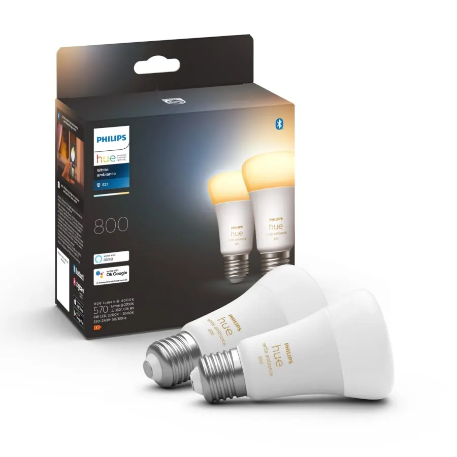 Philips Hue White Ambiance E27 806lm 6W 2kpl Led-älylamppu 3 Philips Hue White Ambiance E27 806lm 6W 2kpl Led-älylamppu