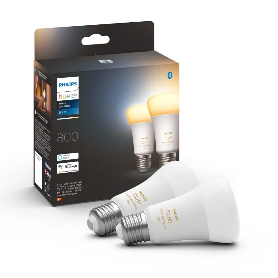Philips Hue White Ambiance E27 806lm 6W 2kpl Led-älylamppu 6 Philips Hue White Ambiance E27 806lm 6W 2kpl Led-älylamppu - Image 4
