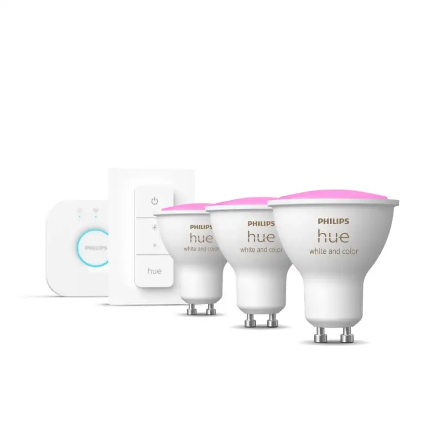 Philips Hue White And Color Ambiance GU10 350lm 4.3W 3kpl Led-älylamppu Aloituspakkaus 3 Philips Hue White And Color Ambiance GU10 350lm 4.3W 3kpl Led-älylamppu Aloituspakkaus